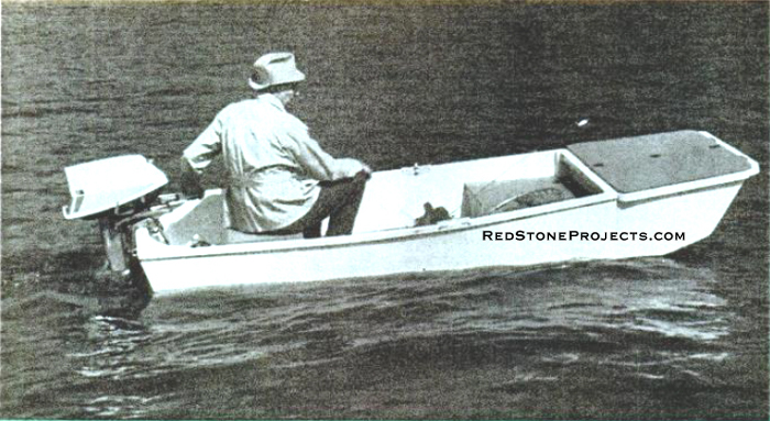 Camping boat with bow locker attached.