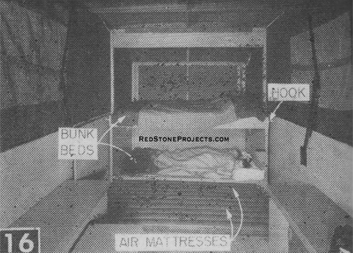 Vintage 1960 camping trailer with slide out Figure 16. Two air mattresses on the floor in front of the double bunk beds provid sleeping accommodations for six people. Hookshold trailer sides to bunk beds.