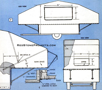 Details and dimensions for the foldout bunk suppoets and mounts.