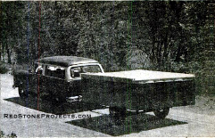 Compact as a nut in a shell, all the paraphernalia you need to camp in style and comfort is tucked away in a plywood box on wheels measuring only 7 x 10 ft.