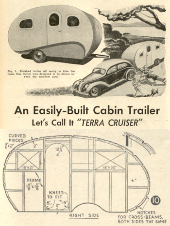 Restored PDF copy of vintage Terra Cruiser Cabin Trailer Plans with enhanced and enlarged figures and illustrations and searchable text free version.