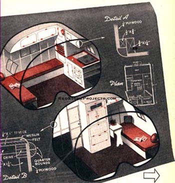 Vintage trailer sidewall to roof construction details.