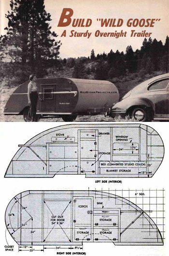 Cover of free plans to build a vintage 1953 Wild Goose Overnight Trailer based on the 1949 King Kamp Master Camper Trailer design.